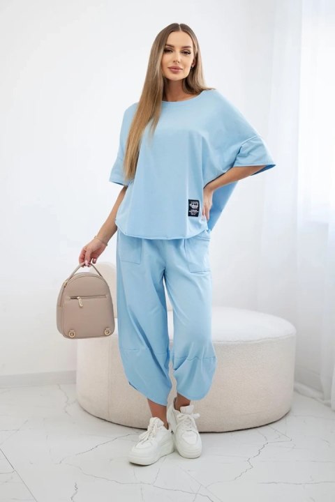 Komplet bawełniany bluzka + spodnie niebieski