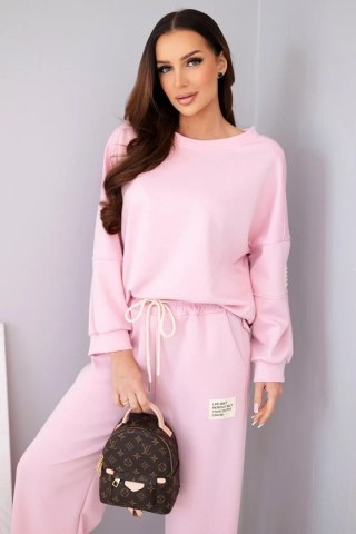 Komplet damski masełko bluza + spodnie jasno różowy