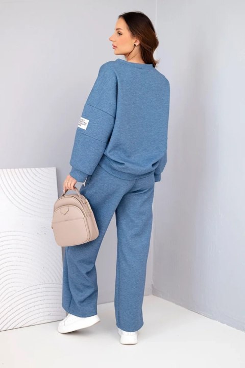 Komplet damski masełko bluza + spodnie jeansowy melanż