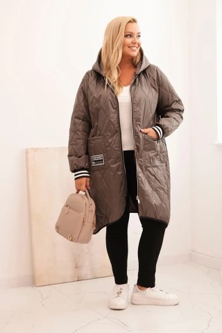 Kurtka damska Plus Size pikowana z kapturem i sportowymi mankietami fango