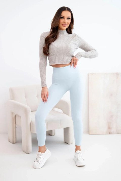 Legginsy damskie z wysokim stanem i elastycznym pasem niebieskie