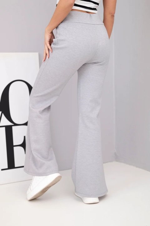 Spodnie damskie masełko z rozszerzaną nogawką szare