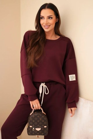 Komplet bluza + spodnie masełko ciemny bordowy