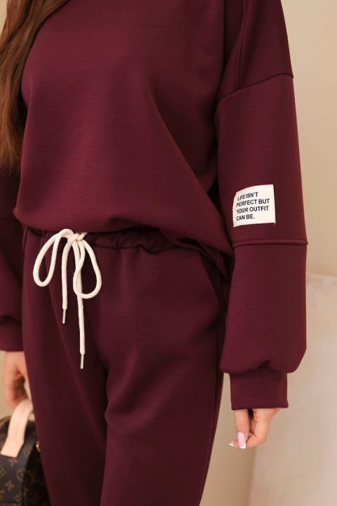 Komplet bluza + spodnie masełko ciemny bordowy