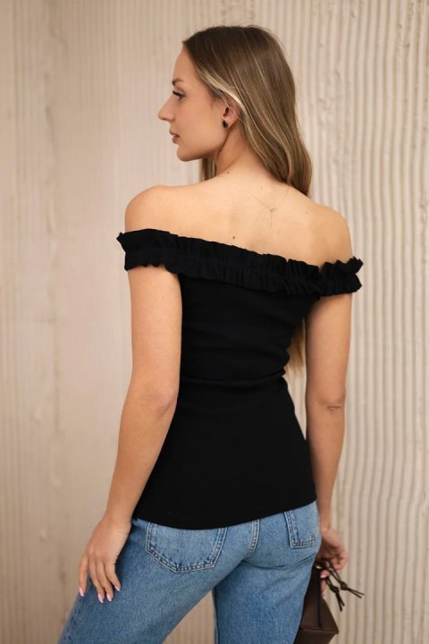 Bluzka hiszpanka z falbankami czarna