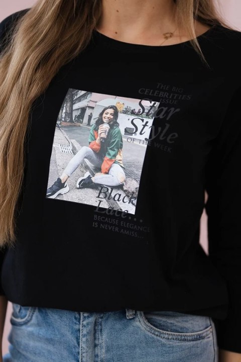 Bluzka z nadrukiem Star Style czarna