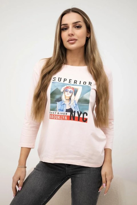 Bluzka z nadrukiem Superior pudrowy róż