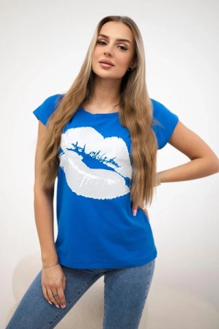 Bluzka z nadrukiem ust chabrowa