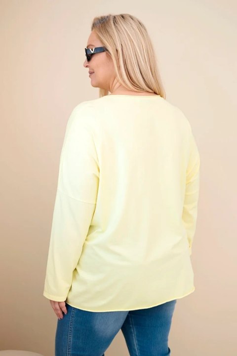 Bluzka damska bawełniana Plus Size z frędzlami żółta