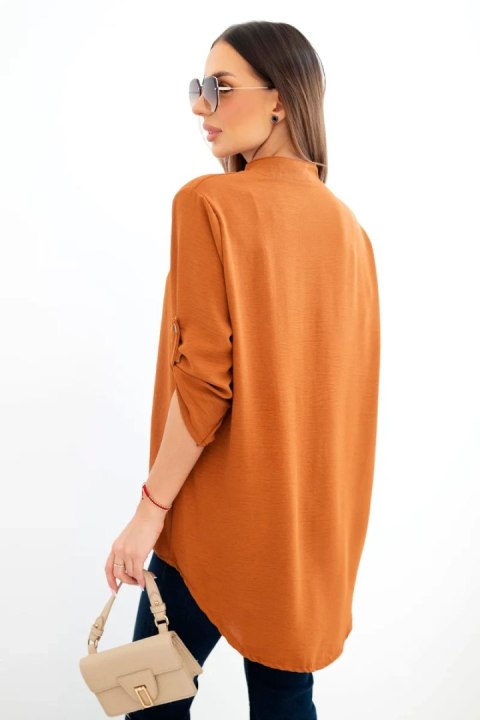 Bluzka z dłuższym tyłem ciemno camelowa