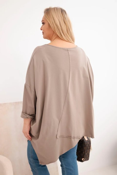 Bluzka damska bawełniana Plus Size z asymetrycznym dołem i dekoltem V fango