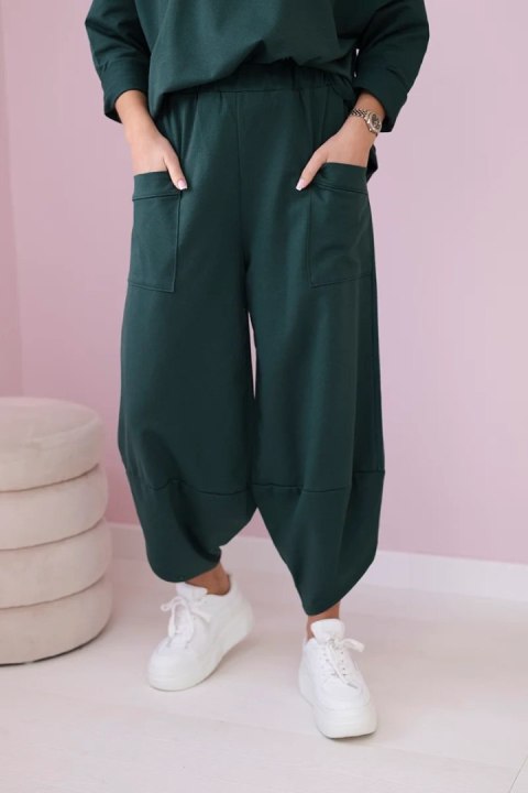 Komplet bawełniany bluza + spodnie ciemny zielony