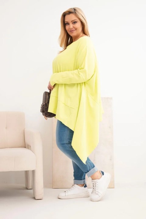 Tunika damska Plus Size z bawełny z asymetrycznym dołem jasno pistacjowa