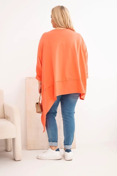 Tunika damska Plus Size z bawełny z asymetrycznym dołem morelowa