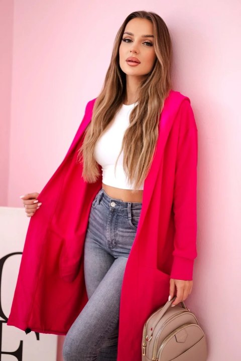 Narzutka z kapturem oversize fuksja