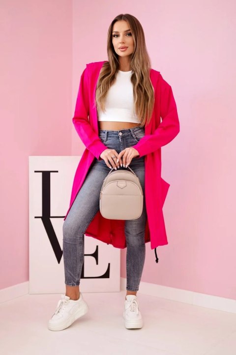 Narzutka z kapturem oversize fuksja