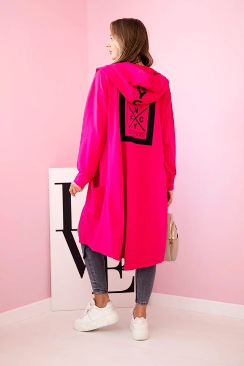 Narzutka z kapturem oversize fuksja