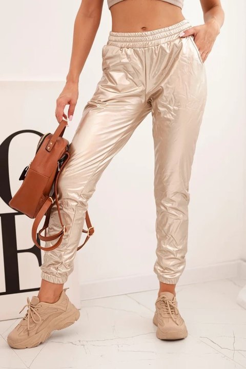 Spodnie dwuwarstwowe z welurem beżowe