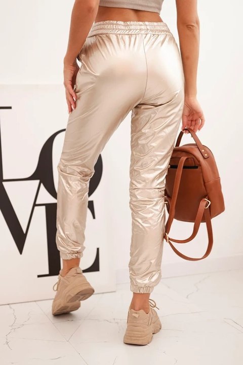 Spodnie dwuwarstwowe z welurem beżowe