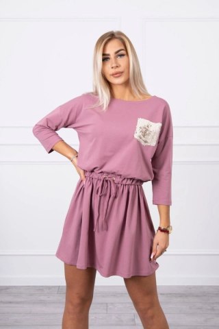 Sukienka z cekinową kieszonką ciemny różowy