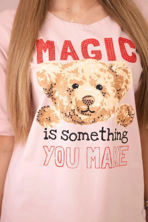 Bluzka z nadrukiem Magic ciemny pudrowy róż