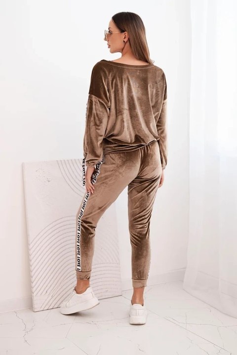 Komplet welurowy Love brązowy