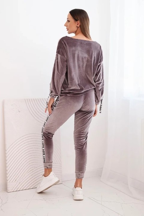 Komplet welurowy Love szary