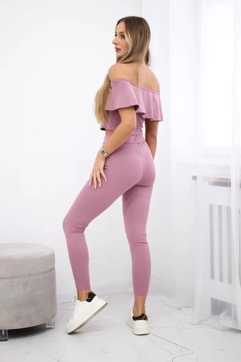 Komplet z falbanką ciemny różowy