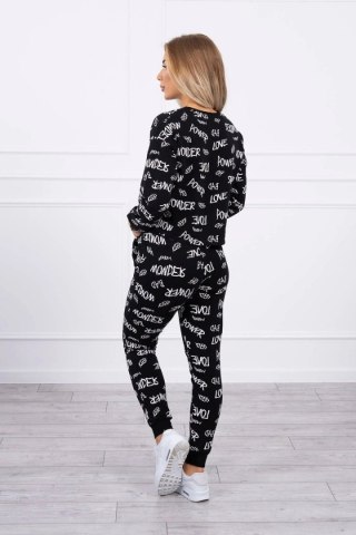 Komplet z napisami czarny
