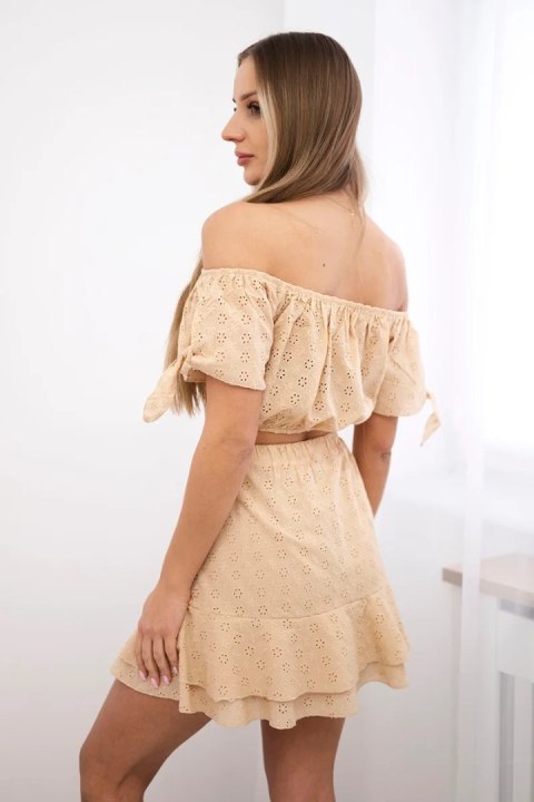 Komplet haftowany beżowy