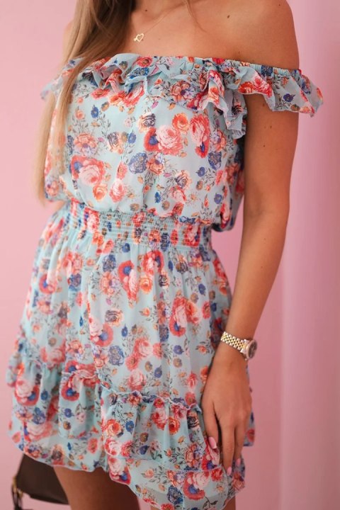 Sukienka hiszpanka taliowana miętowa