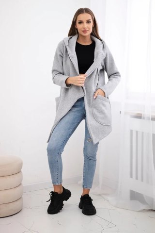Bluza ocieplana z asymetrycznym suwakiem szara