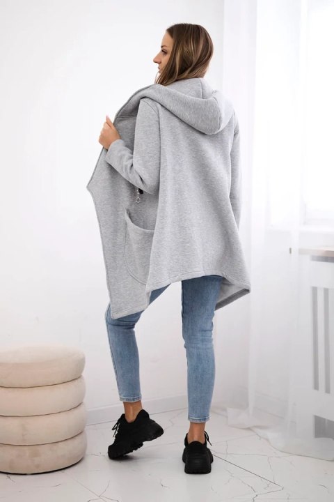 Bluza ocieplana z asymetrycznym suwakiem szara
