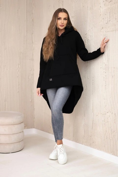 Bluza ocieplana z długim tyłem i kapturem czarna