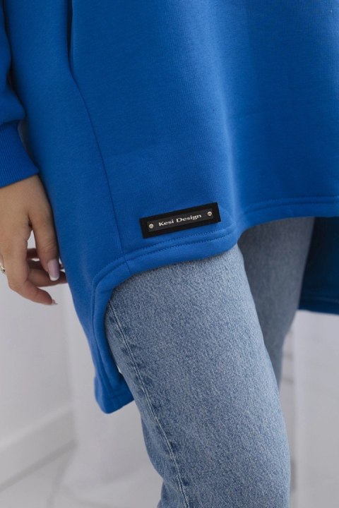 Bluza ocieplana z dłuższym tyłem chabrowa