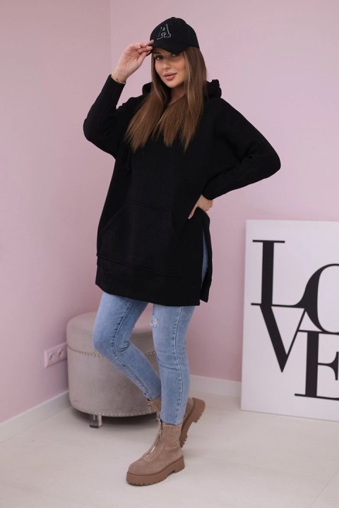 Bluza ocieplana z rozcięciami na bokach czarna