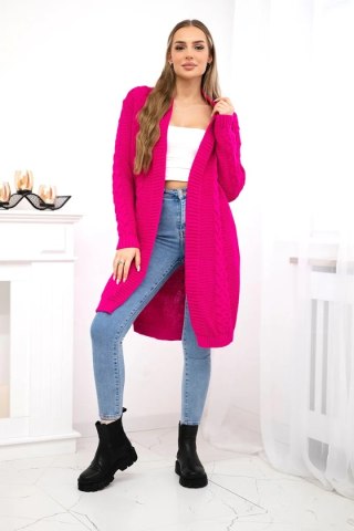 Sweter Kardigan splot warkocz fuksja