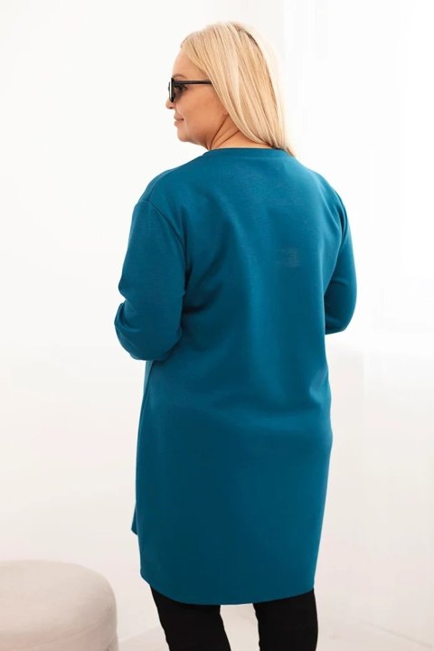 Sukienka damska Plus Size masełko z kieszenią i rękawem 3/4 morska