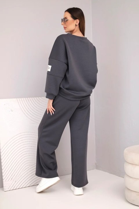 Komplet damski masełko bluza + spodnie grafitowy