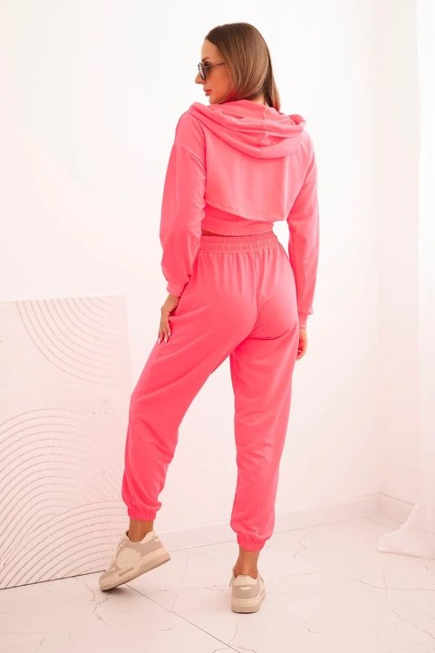 Komplet bawełniany 3-częściowy różowy neon