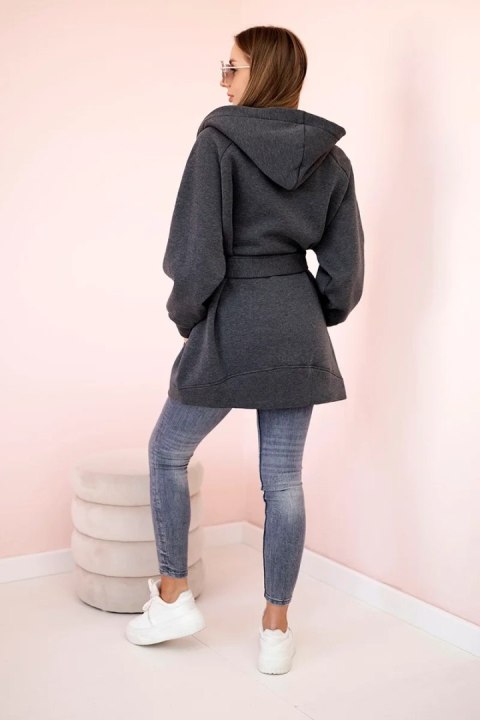 Narzutka ocieplana wiązana w pasie grafitowa