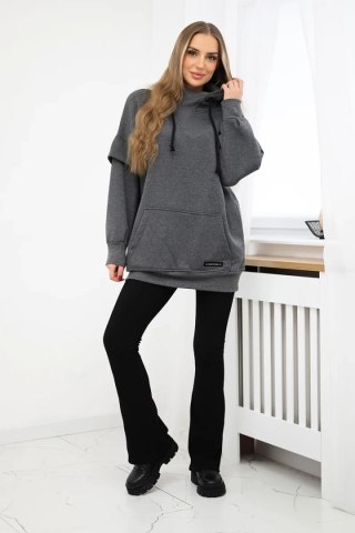 Bluza ocieplana z półgolfem grafitowa
